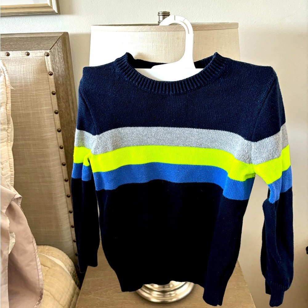 Boys J Crewcuts Navy Striped Sweater for Fall as 4-5
